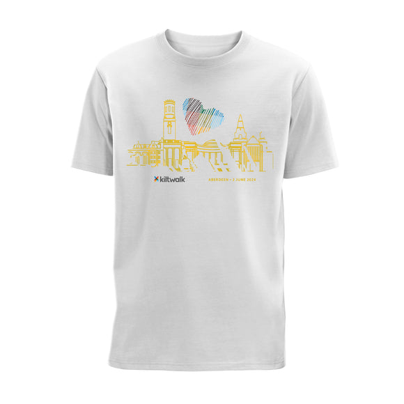 Aberdeen Heart of the City Kiltwalk 2024 T-Shirt | White | The Kiltwalk