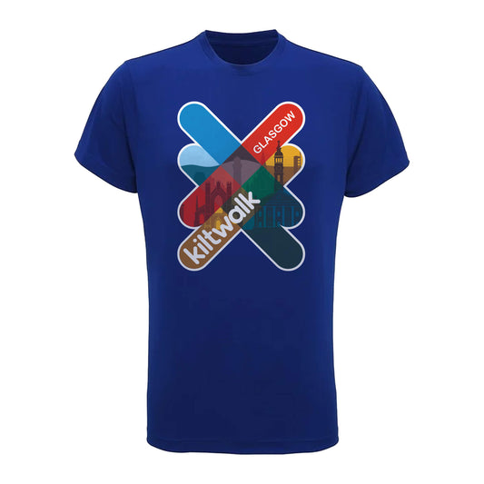 Glasgow Logo Performance T-Shirt | Royal Blue | The Kiltwalk Store