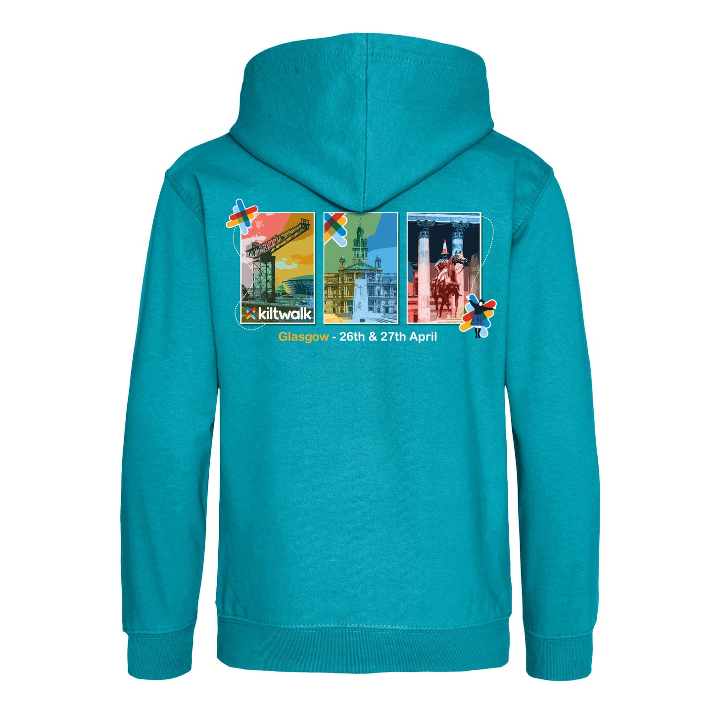 Glasgow Landmarks Hoodie | Lagoon Blue | Back | The Kiltwalk
