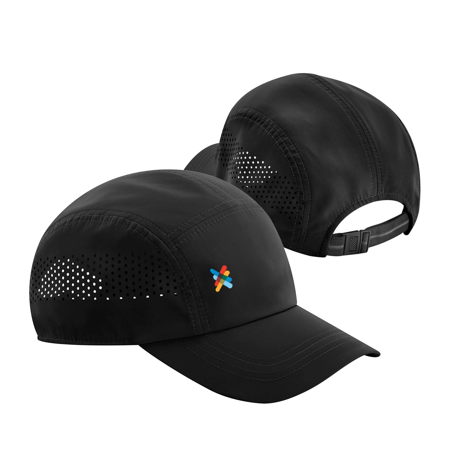 Performance Running Cap | Black | Front & Back Views | The Kiltwalk