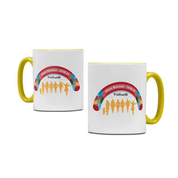 Kiltwalk 2024 Personalised Finish Line Mug | White/Yellow | The Kiltwalk