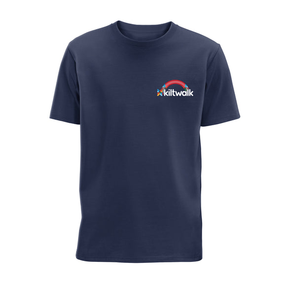 Kiltwalk 2024 Personalised Finisher's T-Shirt | Navy | Front View | The Kiltwalk