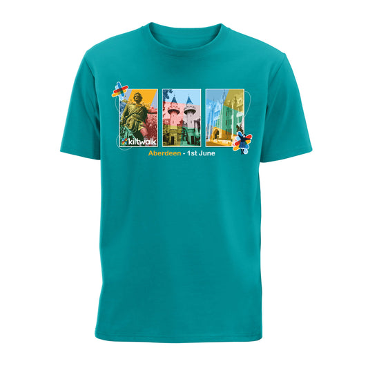 Aberdeen Landmarks T-Shirt | Ocean Teal | The Kiltwalk