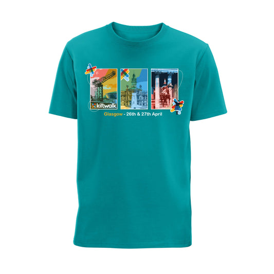 Glasgow Landmarks T-Shirt | Teal | The Kiltwalk