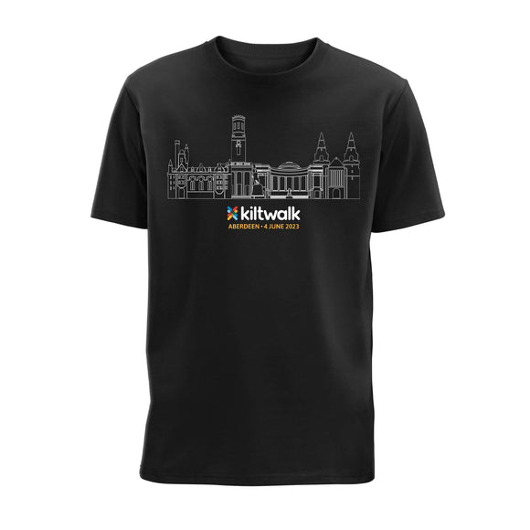 Aberdeen Kiltwalk 2023 Black T-Shirt Front