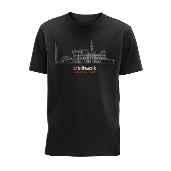 Glasgow Kiltwalk 2023 Black T-Shirt Front
